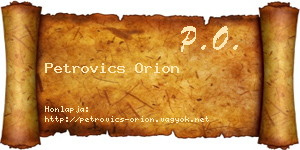 Petrovics Orion névjegykártya